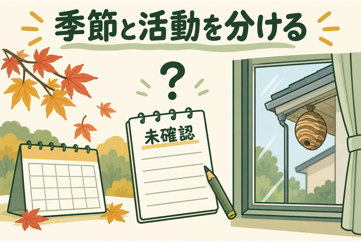 「季節と活動を分ける」の判断ポイントを示す図解