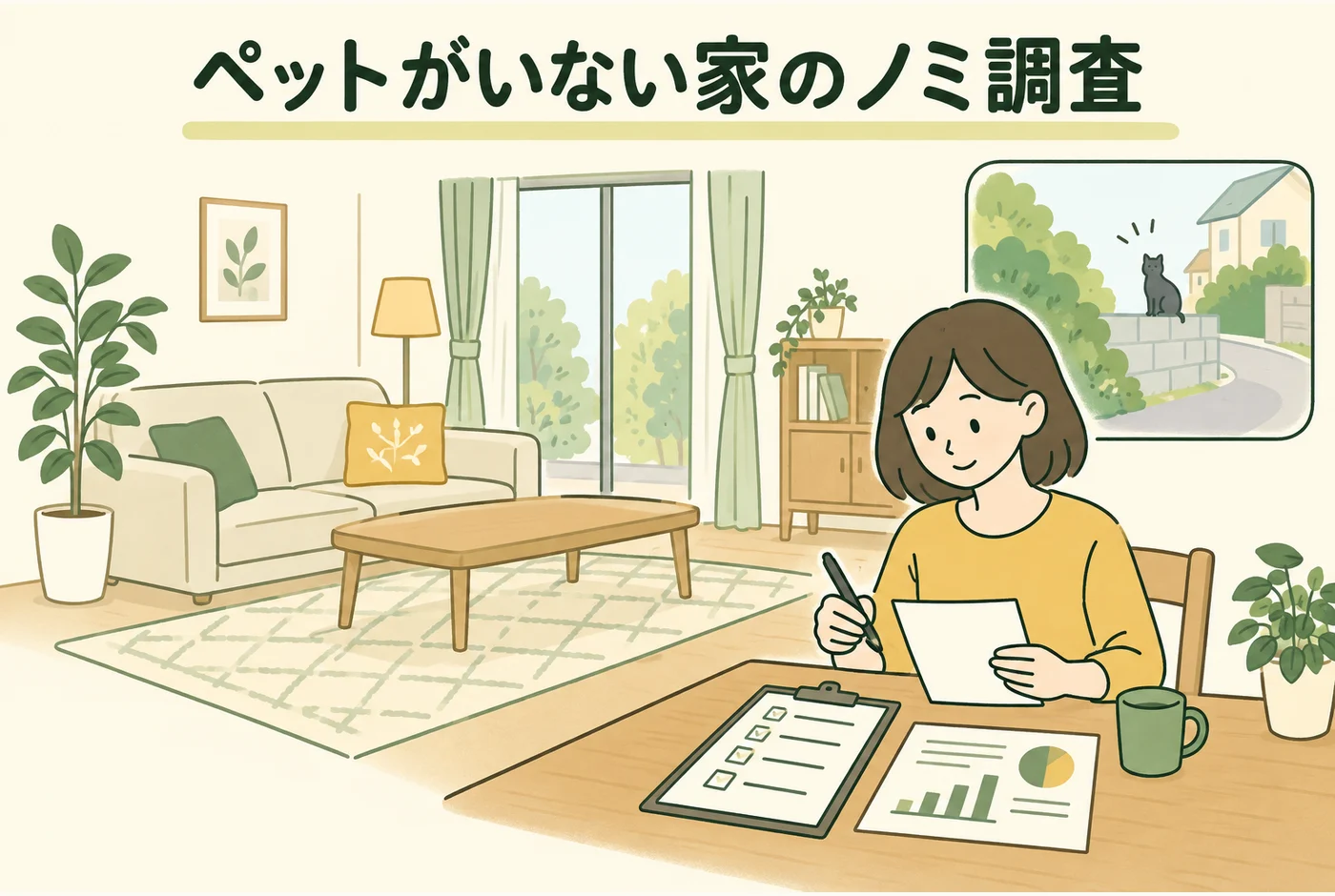 ペットがいない家のノミ調査を説明する図解