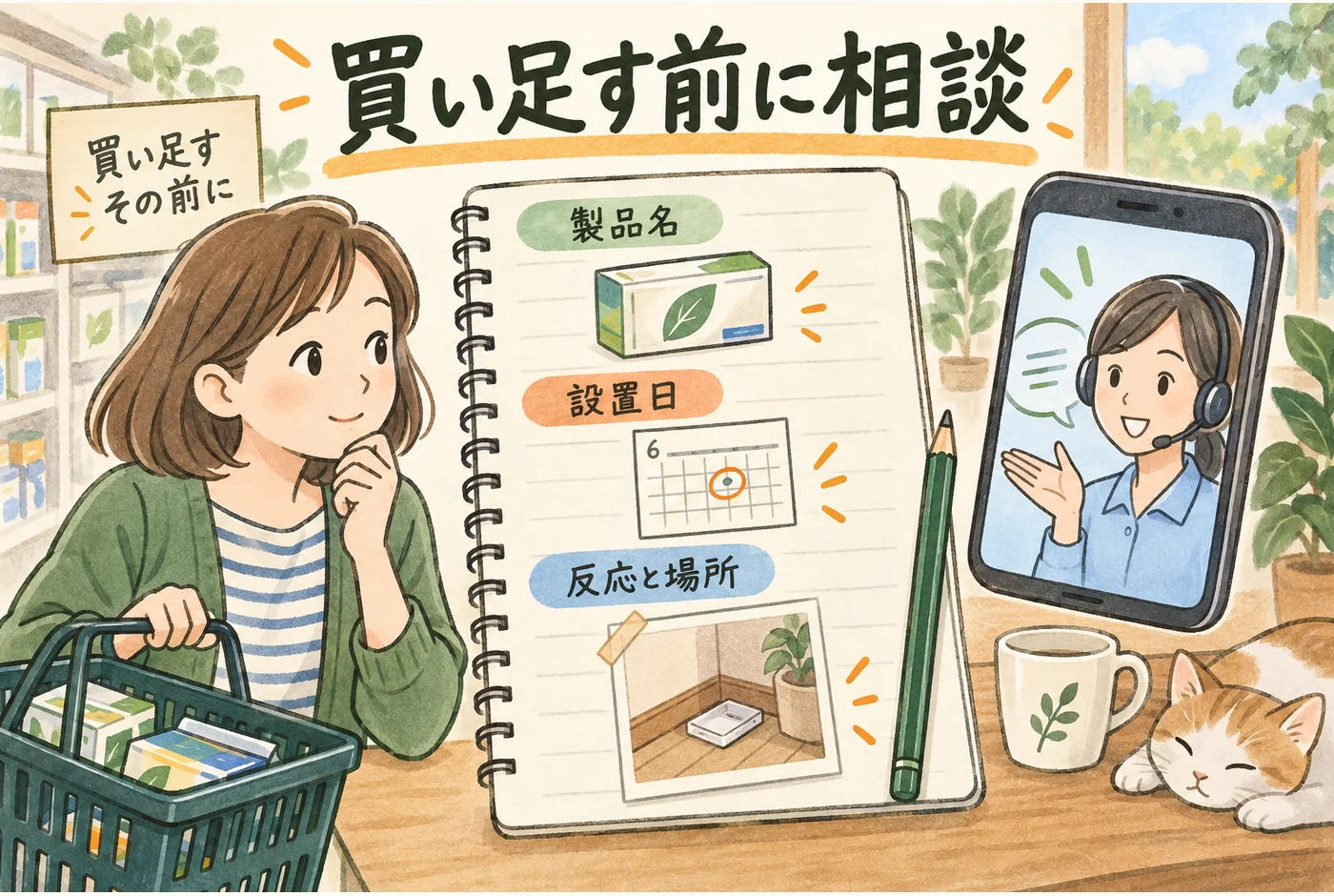 アリ薬剤を買い足す前の相談を説明する図解