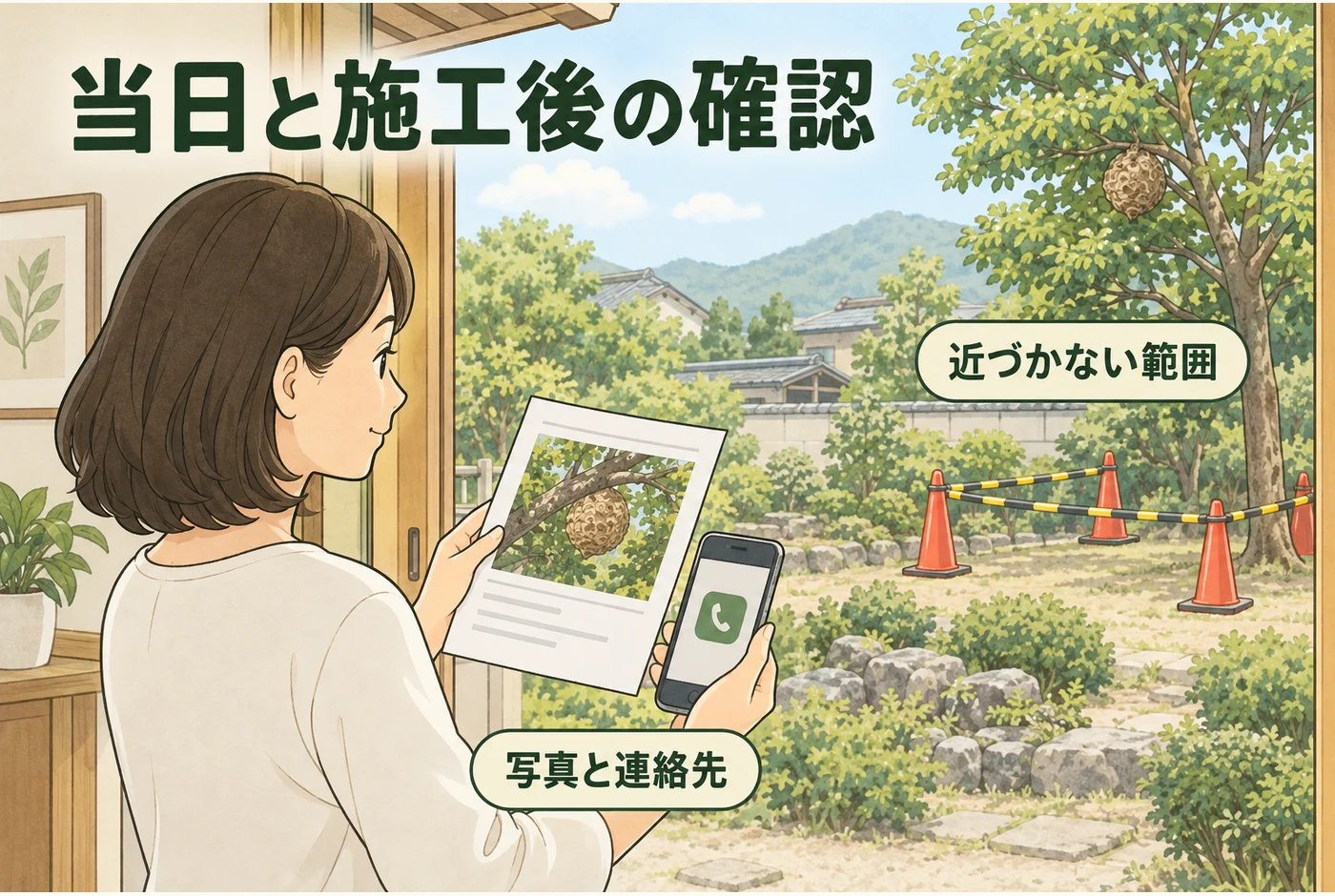 作業範囲を避けて施工後の写真と条件を受け取る