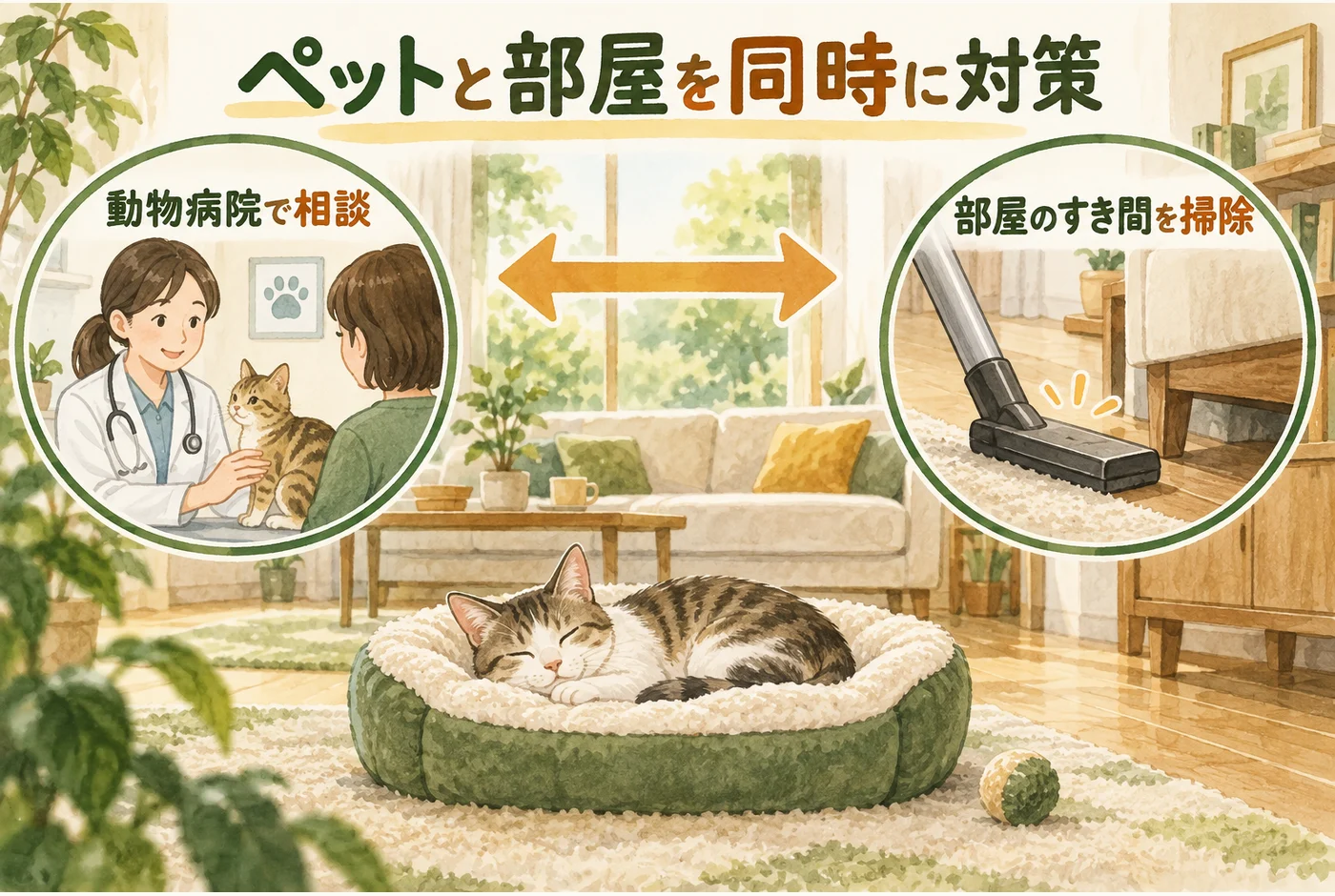 ペットのノミを駆除したのに家で出るのはなぜ？寝床と室内も一緒に対策