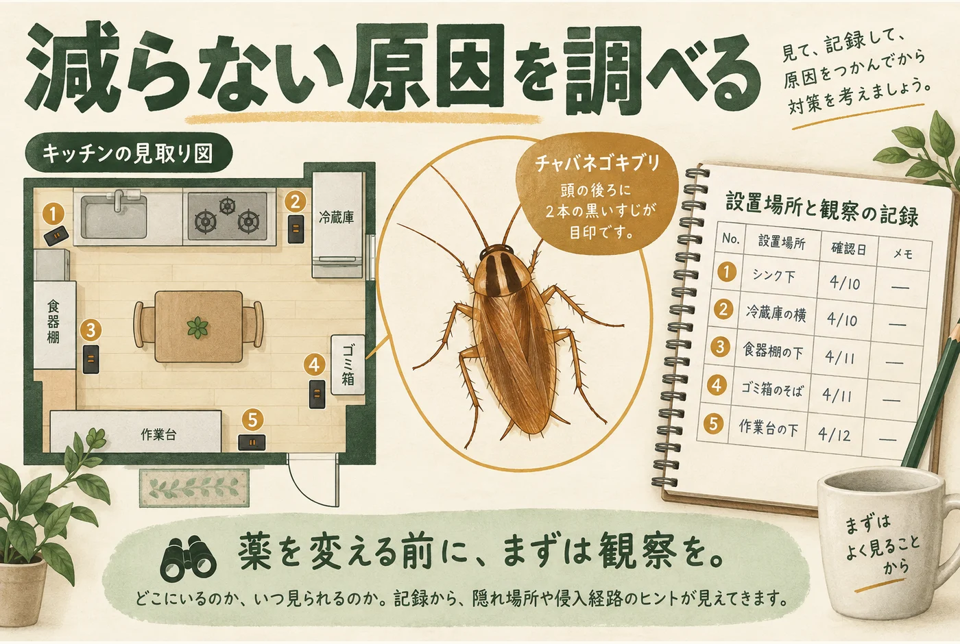 チャバネゴキブリが減らないときは？薬を買い足す前に見直す4つのこと