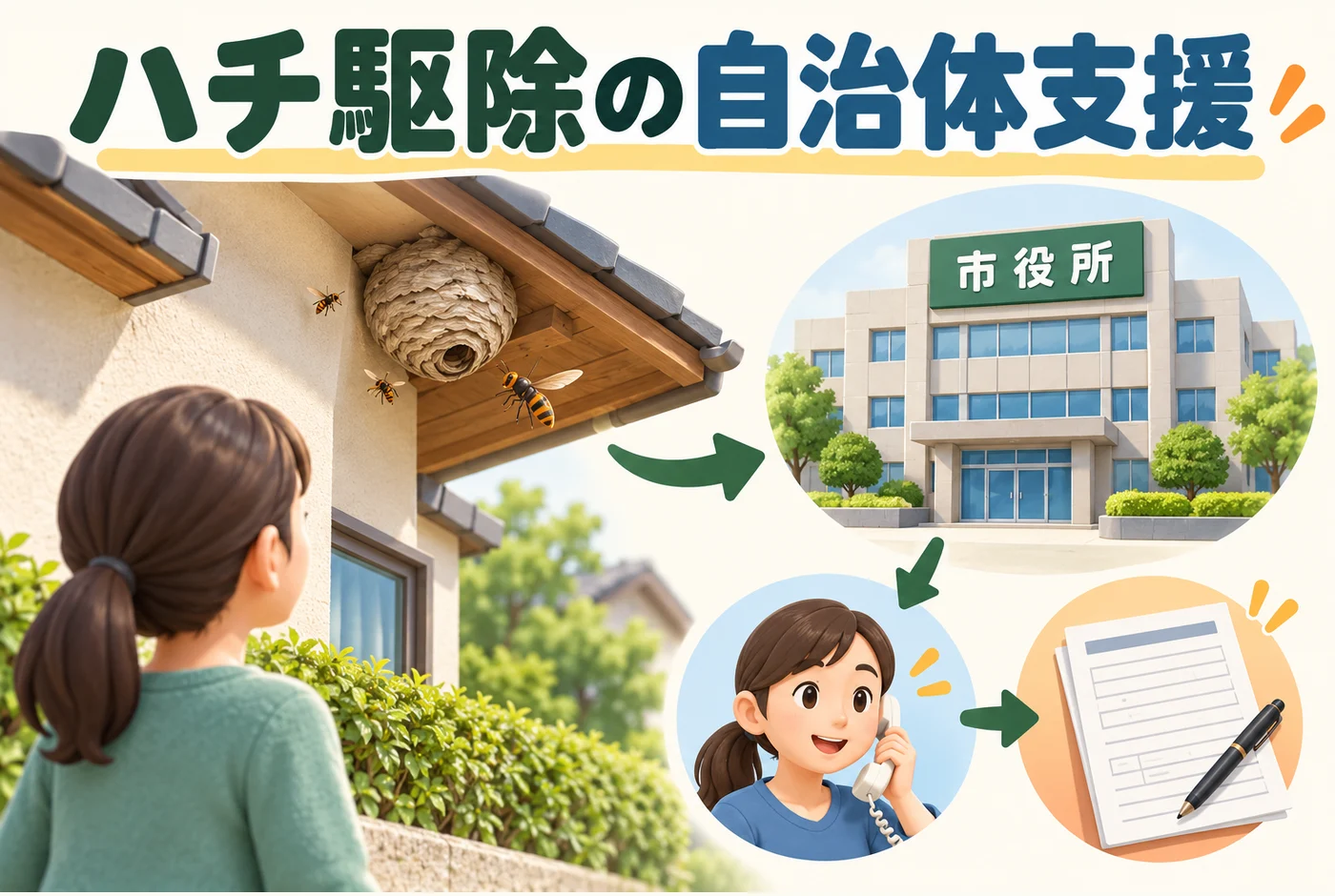 ハチ駆除の補助金はいつ申請する？市役所と業者に確認する順番