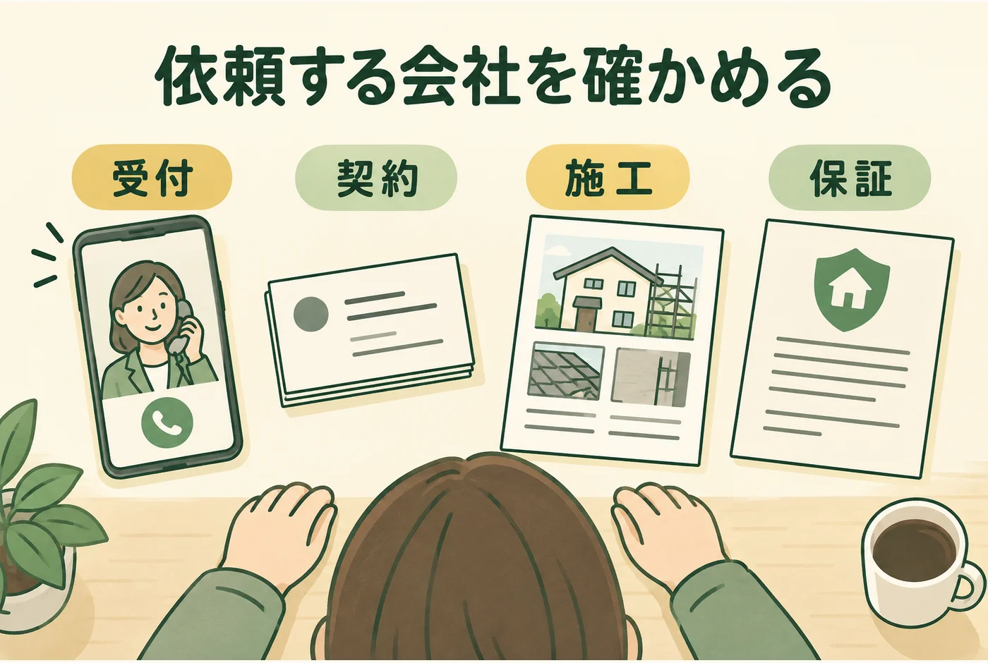 依頼する会社を確かめるを説明する図解
