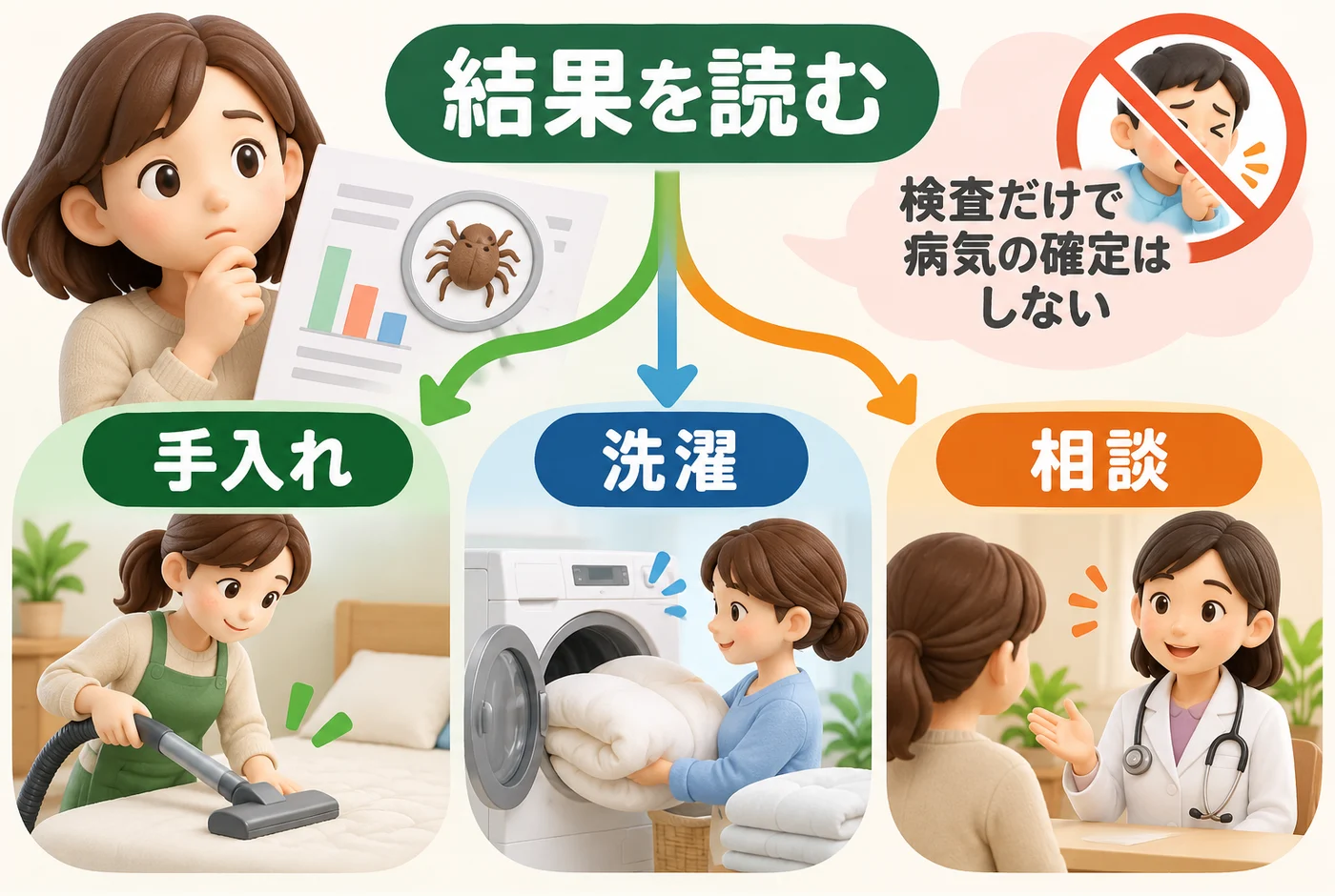 採取記録、検査結果、清掃や再調査をつなげる図
