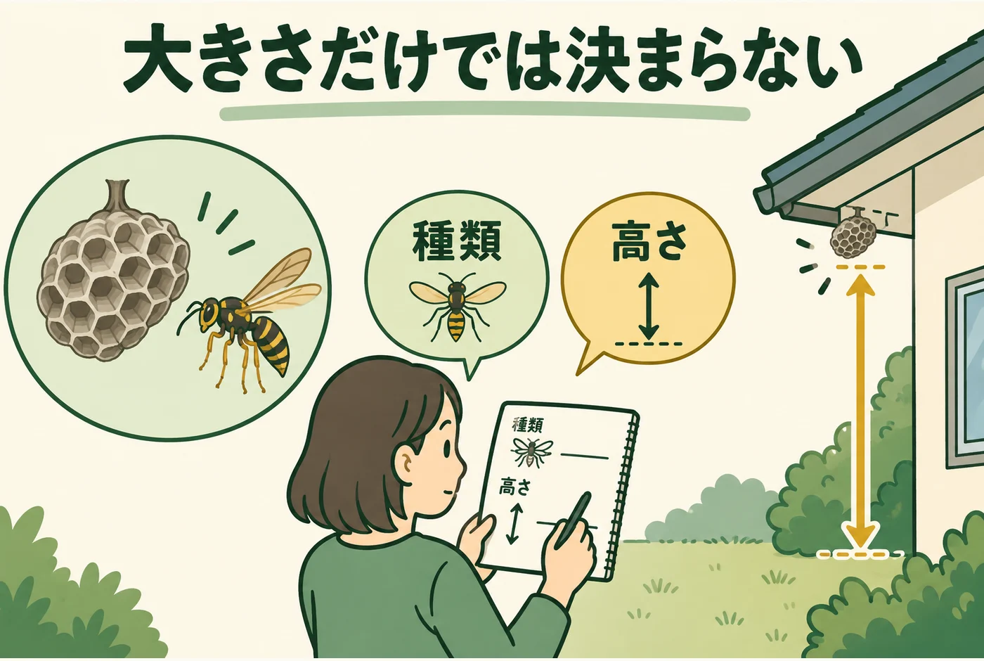 「大きさだけでは決まらない」の判断ポイントを示す図解