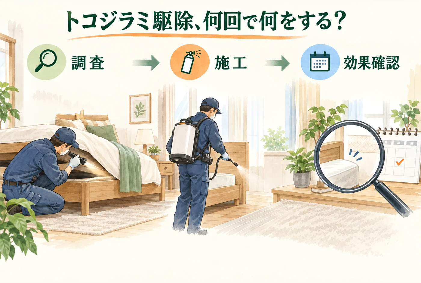 トコジラミ駆除は何回必要？料金・家具の処理・再施工を比べる方法