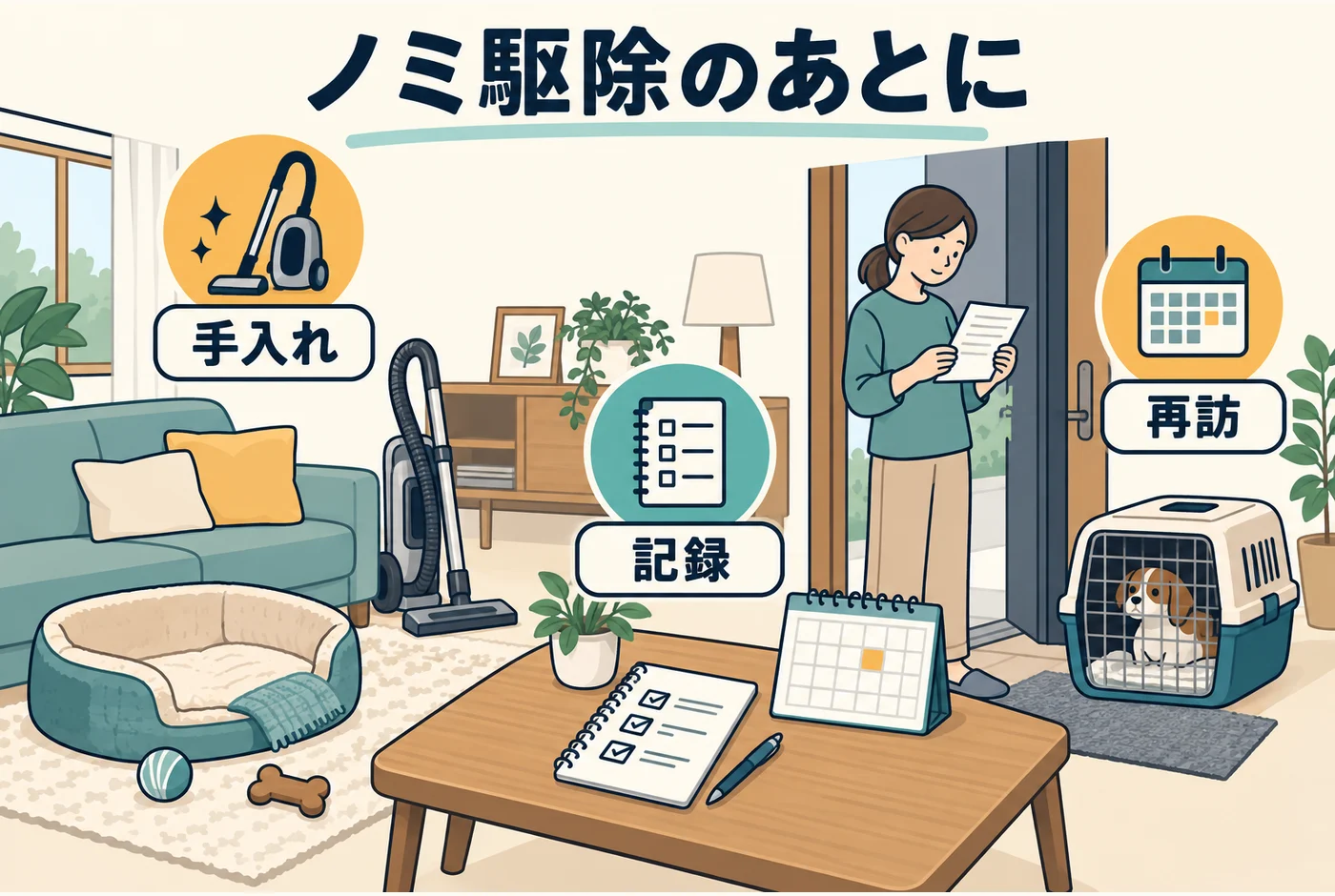 ノミ駆除後の家の手入れと再訪を分ける