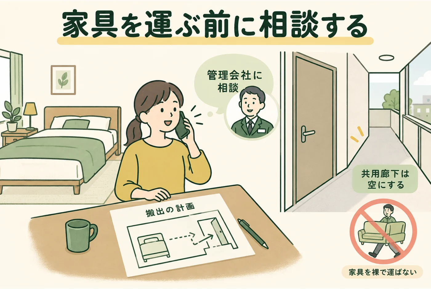 家具を運ぶ前に相談するを説明する図解