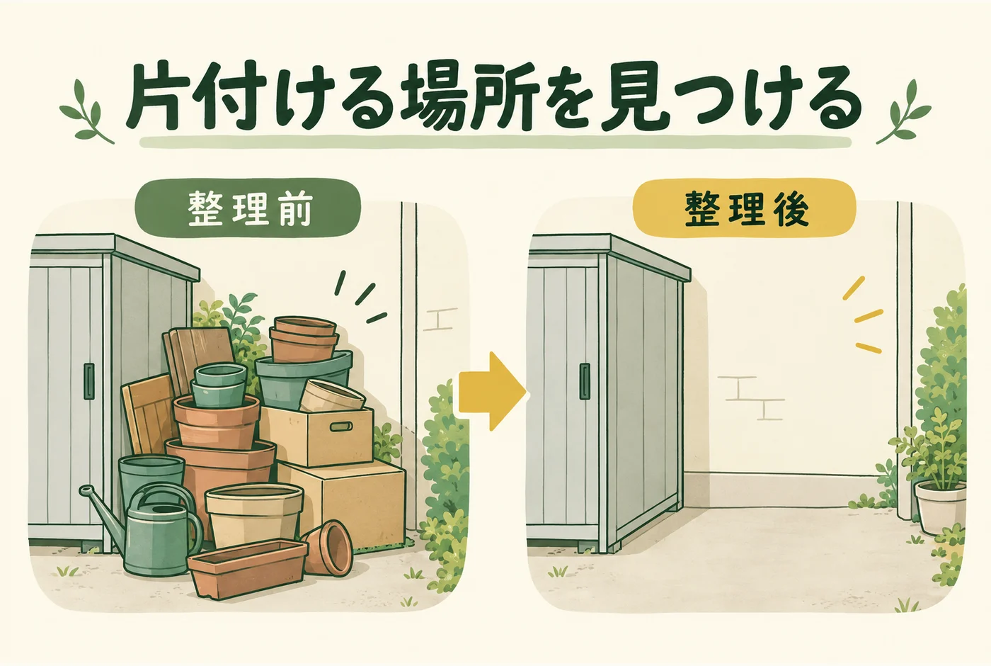 「片付ける場所を見つける」の判断ポイントを示す図解