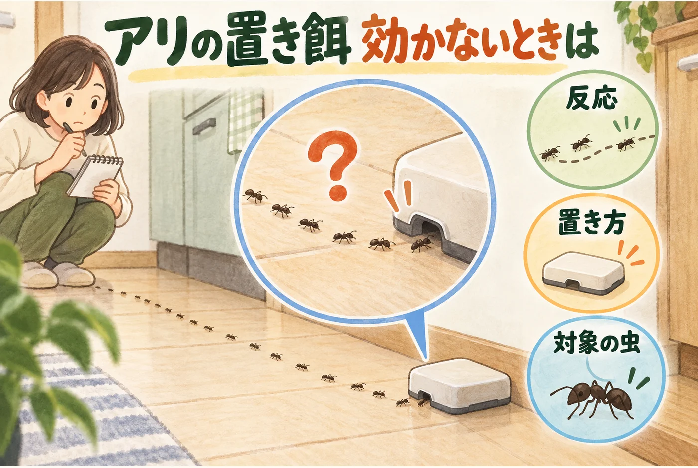 アリの置き餌が効かないを説明する図解
