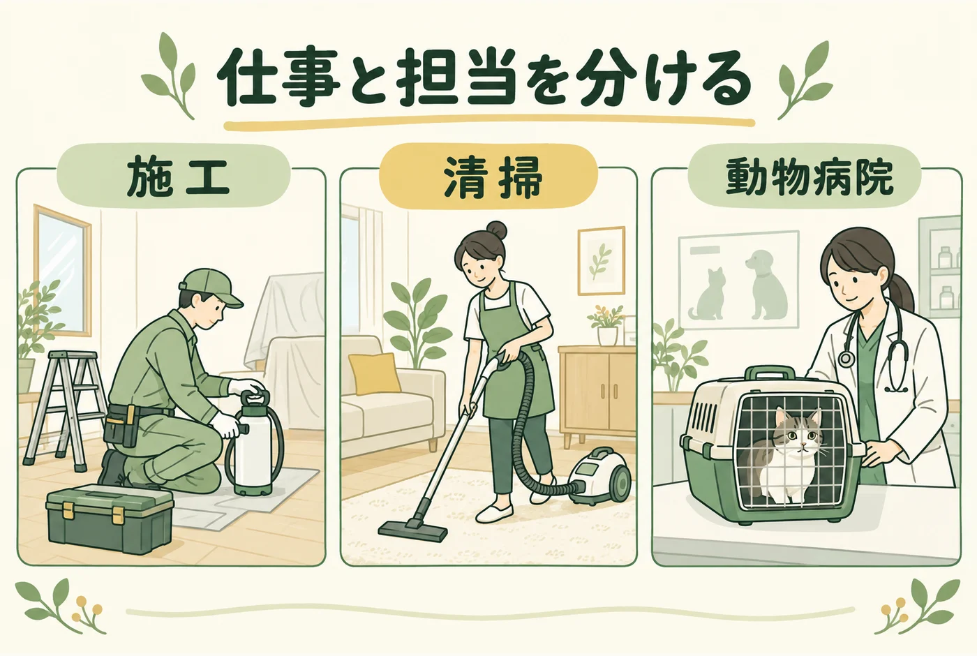 「仕事と担当を分ける」の判断ポイントを示す図解