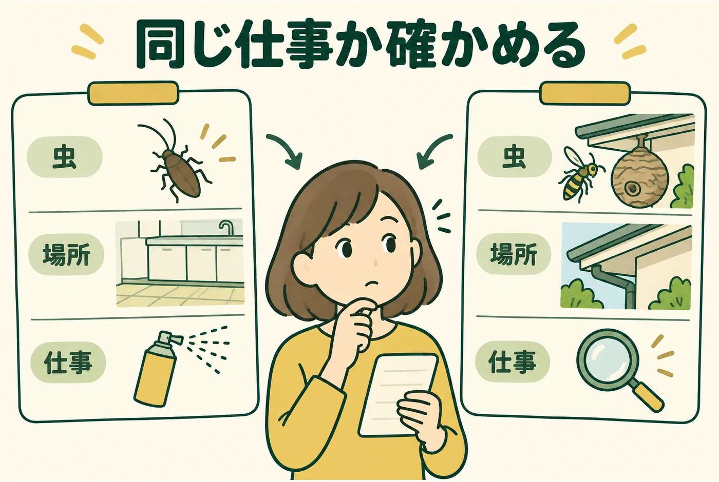 「同じ仕事か確かめる」の判断ポイントを示す図解