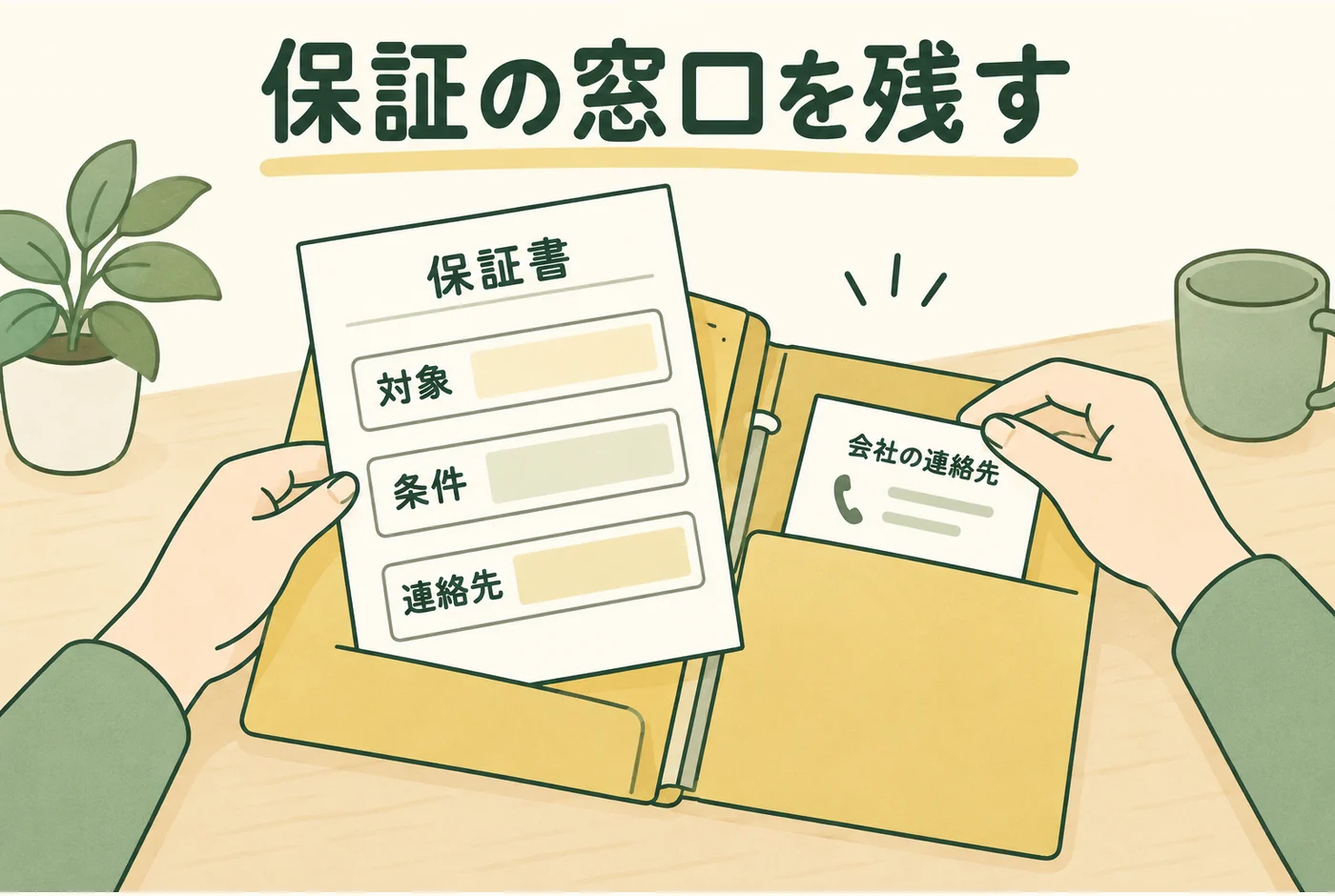 保証の窓口を残すを説明する図解