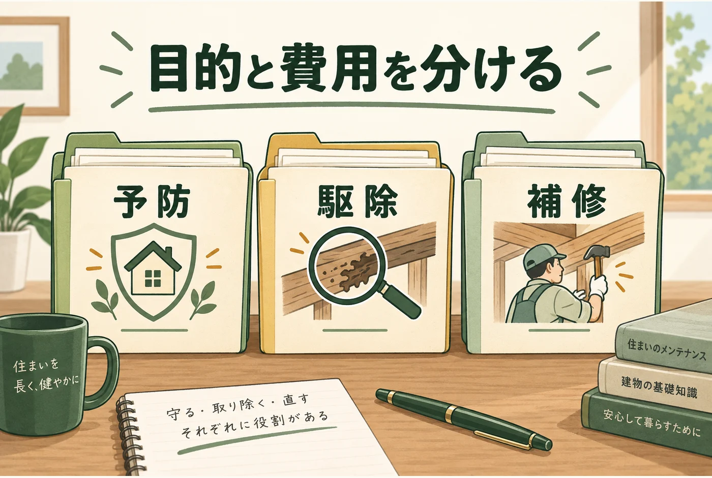 予防、駆除、補修の見積もりを分けて読む図