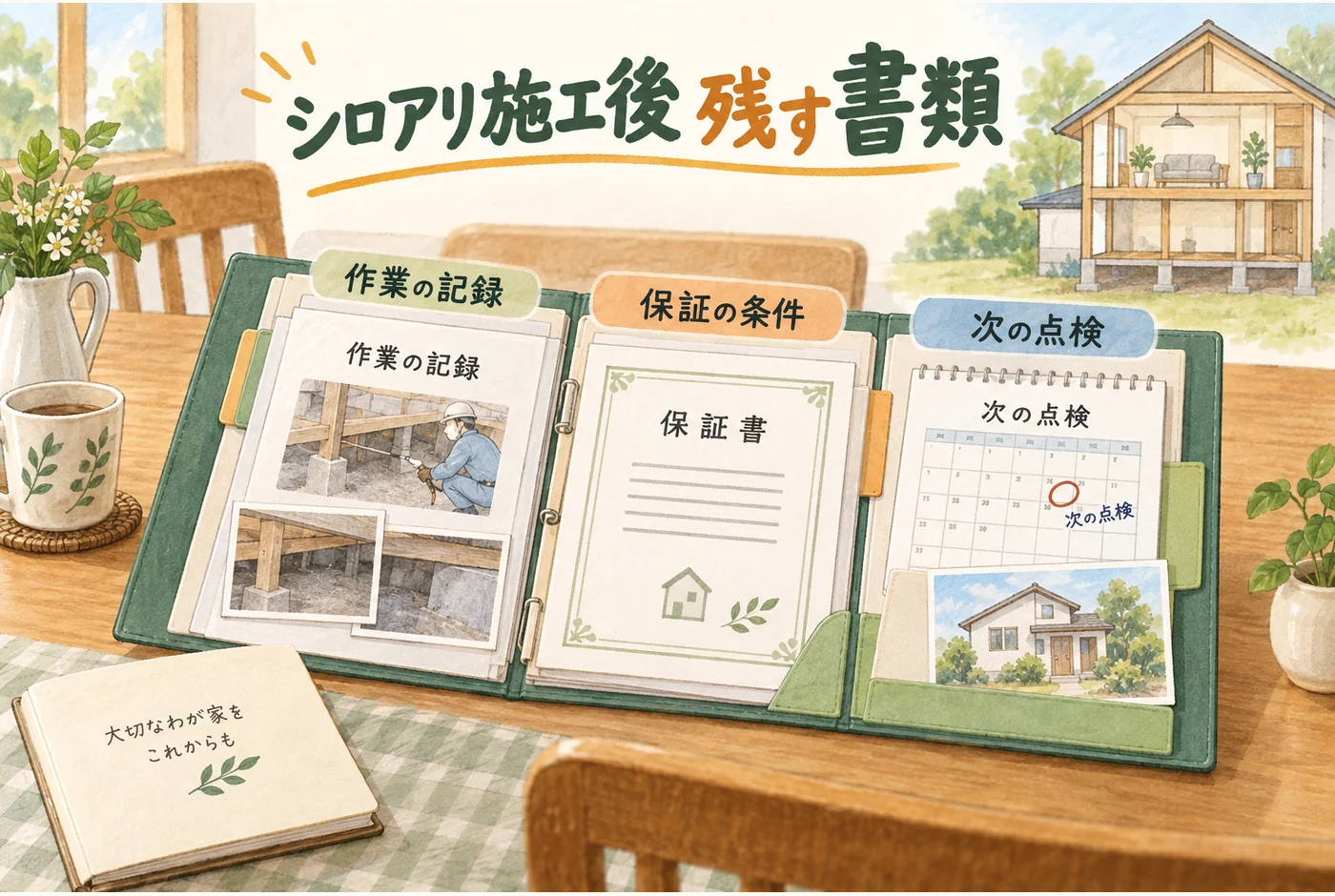 シロアリの施工記録を説明する図解