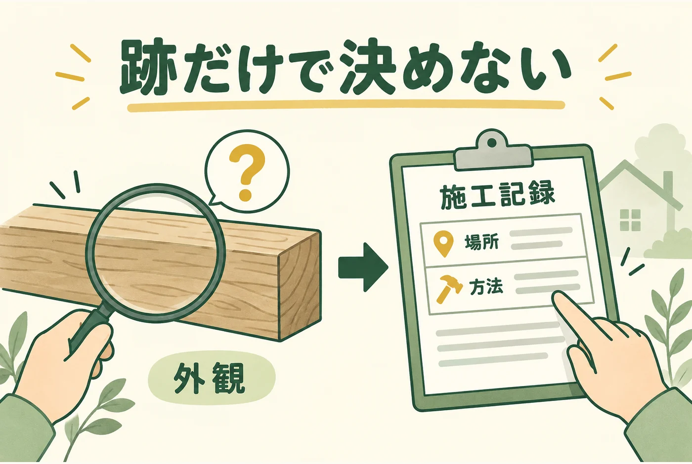「跡だけで決めない」の判断ポイントを示す図解