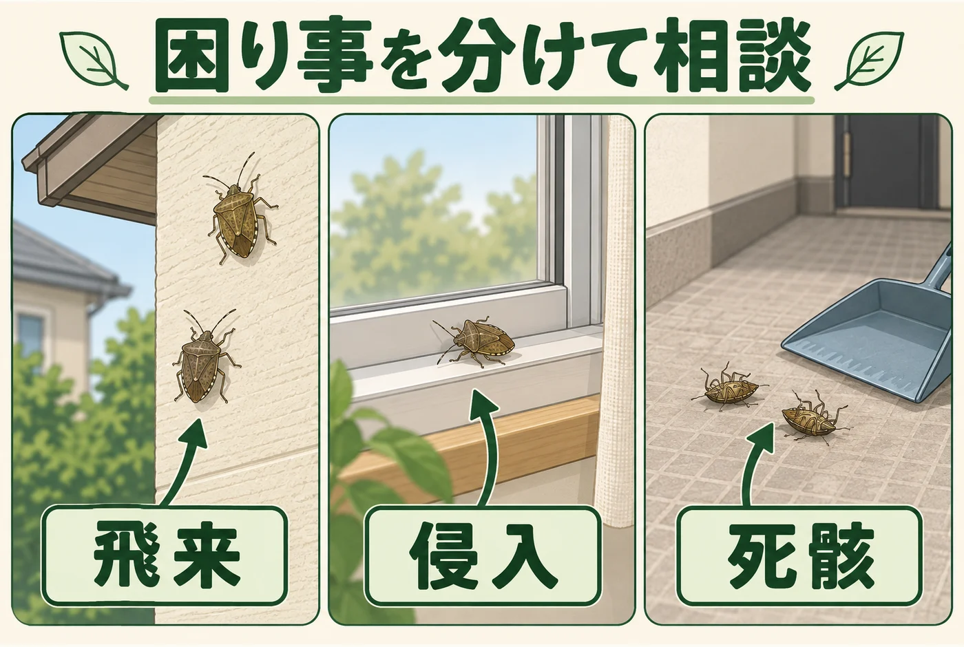 外壁への飛来と室内侵入で頼む仕事が違う