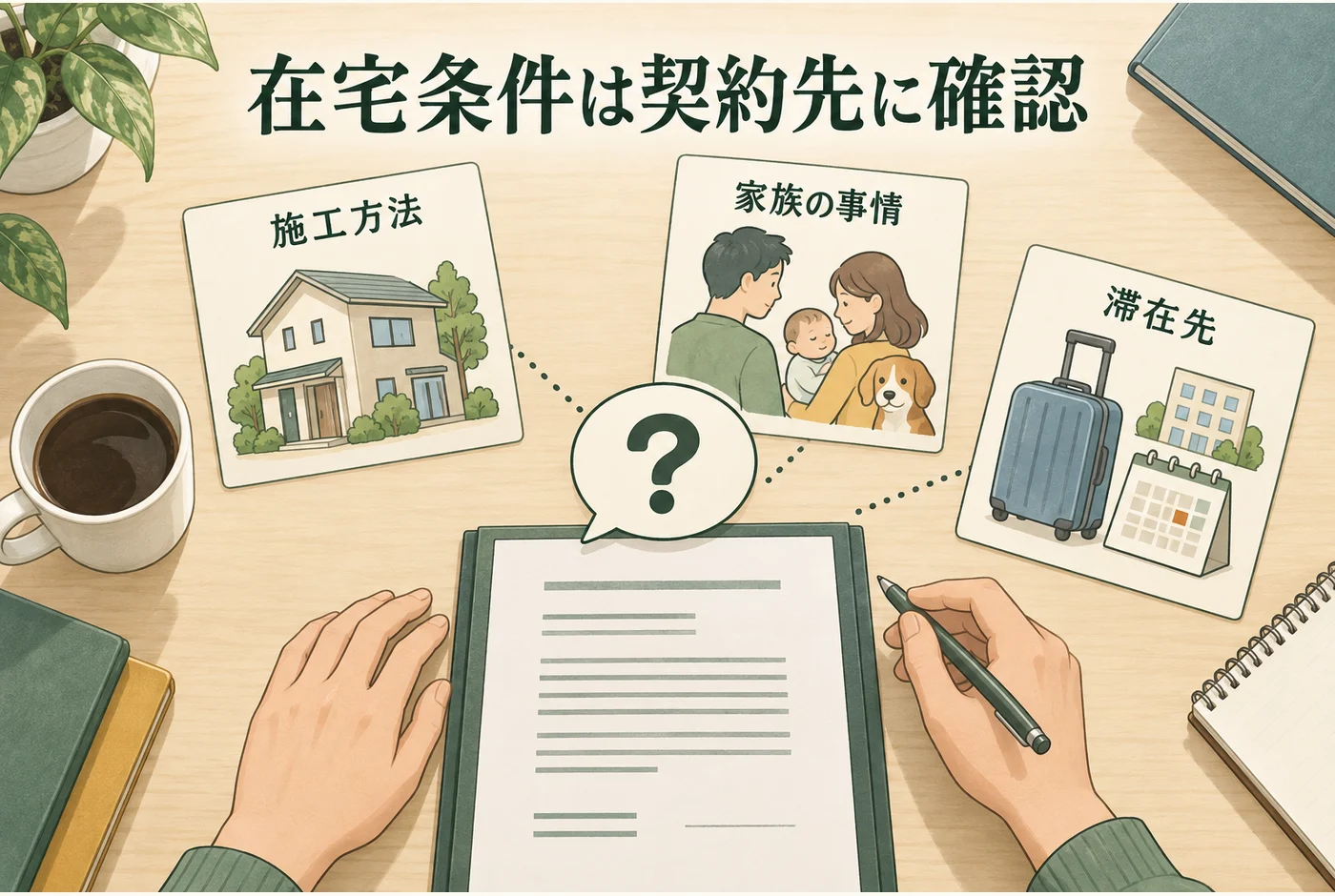 在宅条件を契約先へ確認して家族の予定を決める