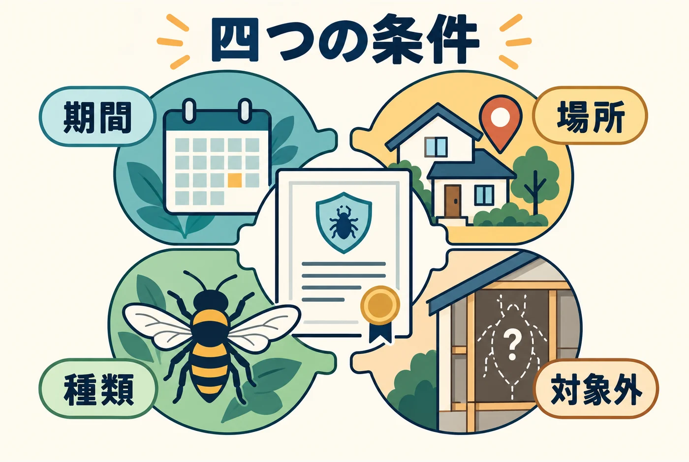 保証の期間・場所・種類・除外を確認する