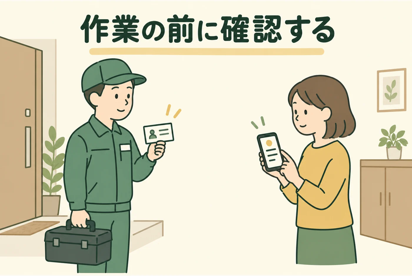 作業の前に確認するを説明する図解