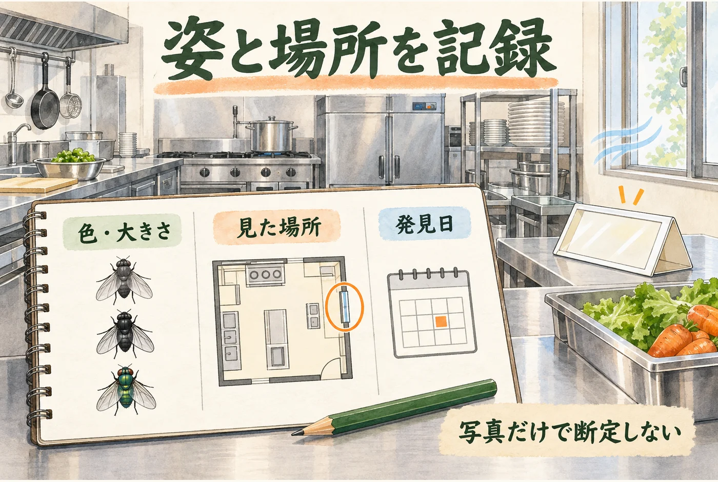 虫の姿と見た場所を別々に記録する